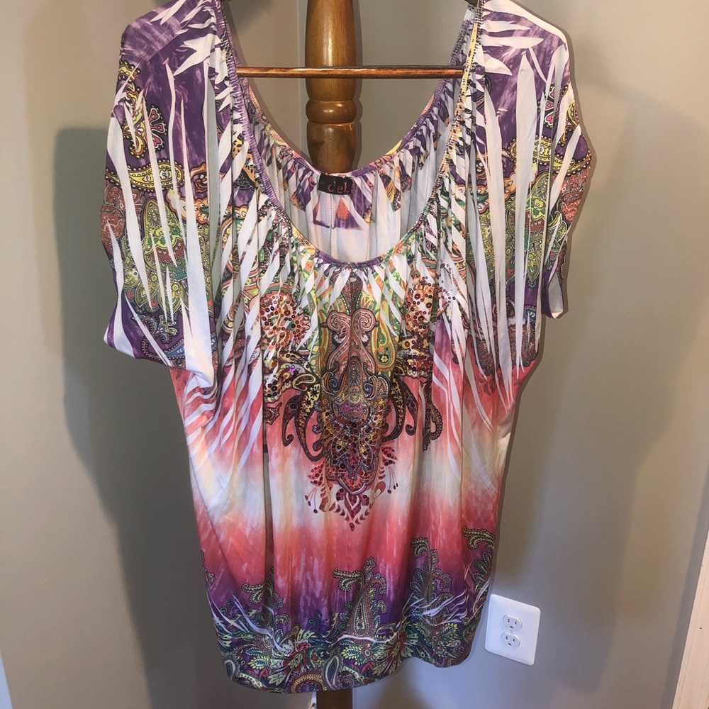 Oversized short sleeved blouse